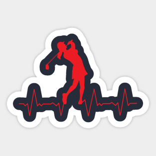 Golf Heartbeat Red Sticker